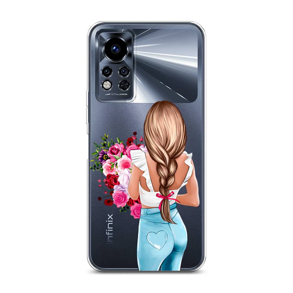 

Чехол на Infinix Note 12i 2022 "Девушка с цветами", Коричневый;розовый;голубой, 3102750-6