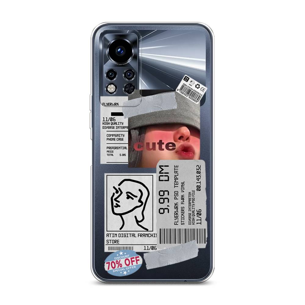 

Чехол на Infinix Note 12i 2022 "Cute girl collage", Розовый;серый;голубой, 3102750-6