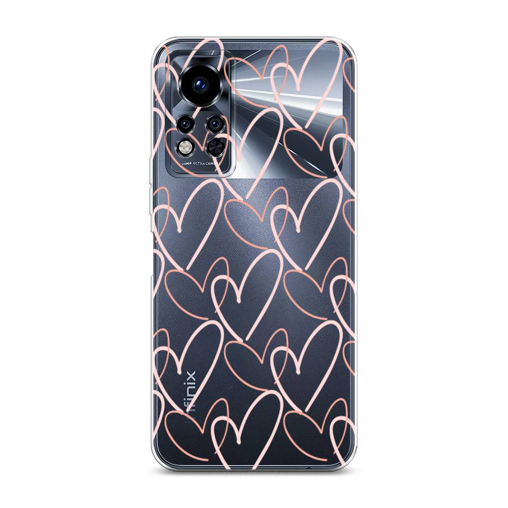 

Чехол на Infinix Note 12i 2022 "Узор из сердечек", Розовый;бежевый, 3102750-6