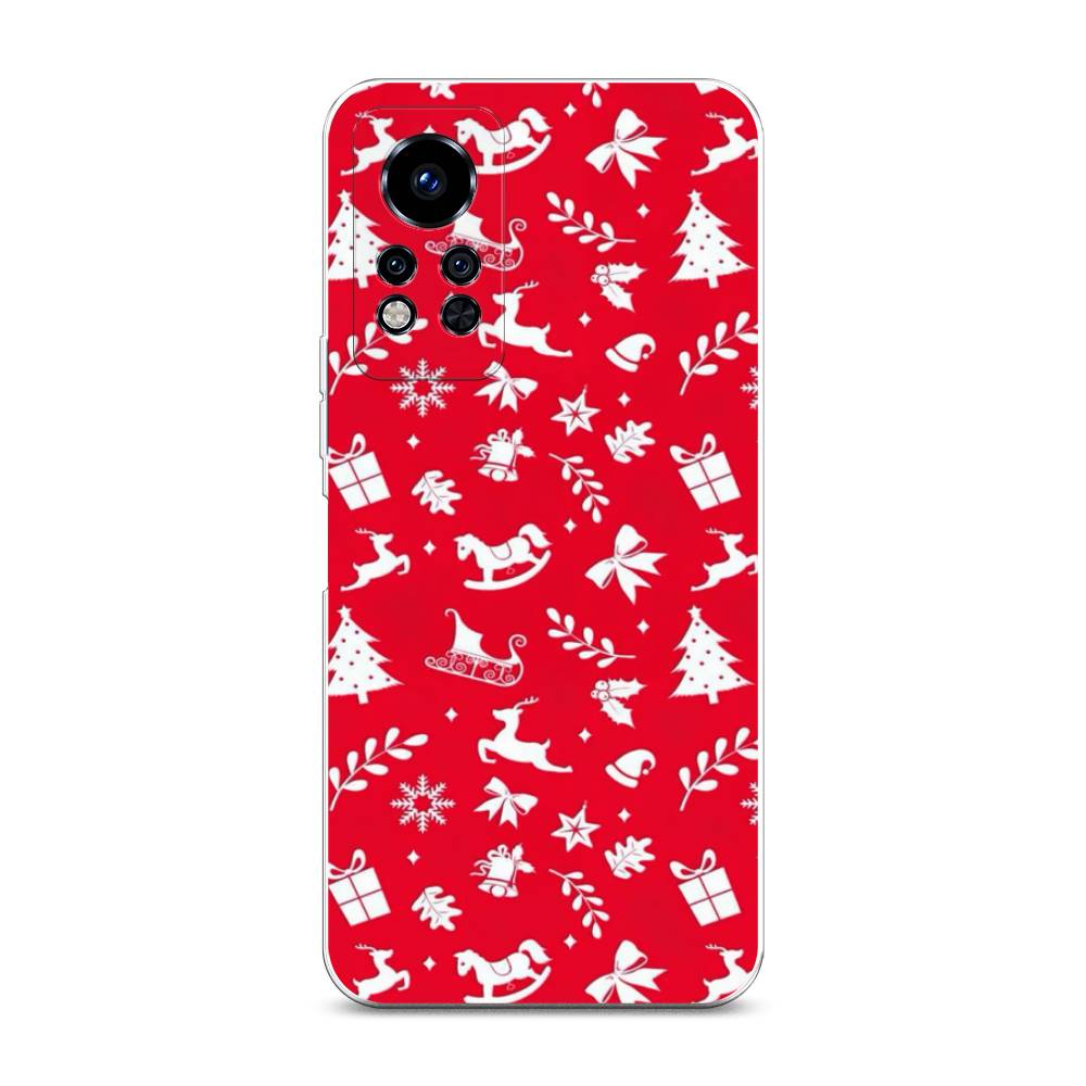 

Чехол на Infinix Note 12i 2022 "Красный новогодний фон", Красный;белый, 3102750-5