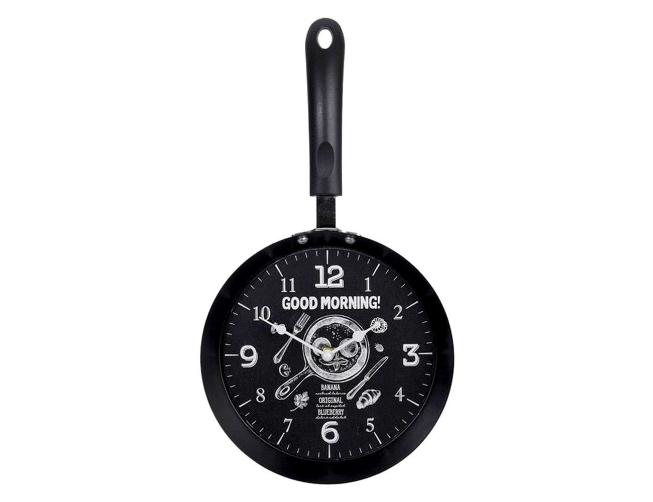 Кухонные настенные часы С ДОБРЫМ УТРОМ, чёрные, 39х21 см, Koopman International