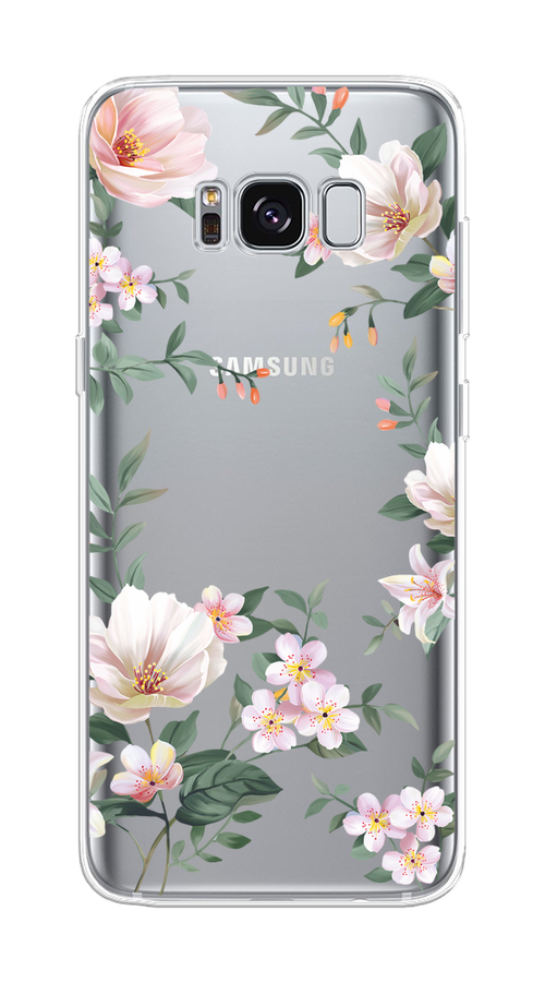 

Чехол на Samsung Galaxy S8 "Beautiful white flowers", Бежевый;зеленый, 24750-1