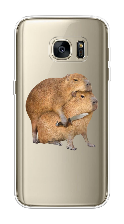 

Чехол на Samsung Galaxy S7 edge "Капибара с ножом", Бежевый, 24650-1
