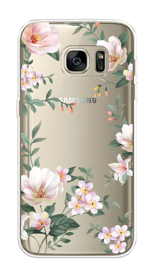 

Чехол на Samsung Galaxy S7 edge "Beautiful white flowers", Бежевый;зеленый, 24650-1