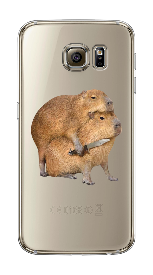 

Чехол на Samsung Galaxy S6 edge "Капибара с ножом", Бежевый, 24450-1