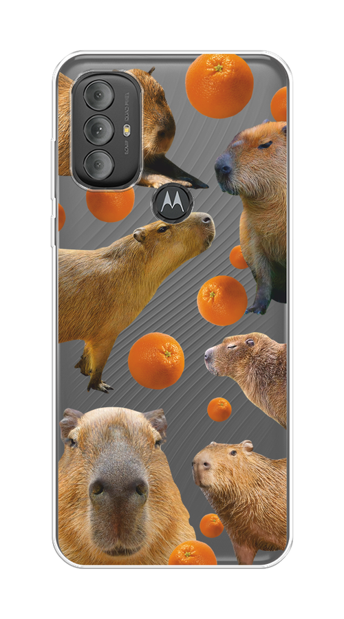

Чехол на Motorola Moto G Power 2022 "Капибара и апельсины", Бежевый;оранжевый, 242850-1