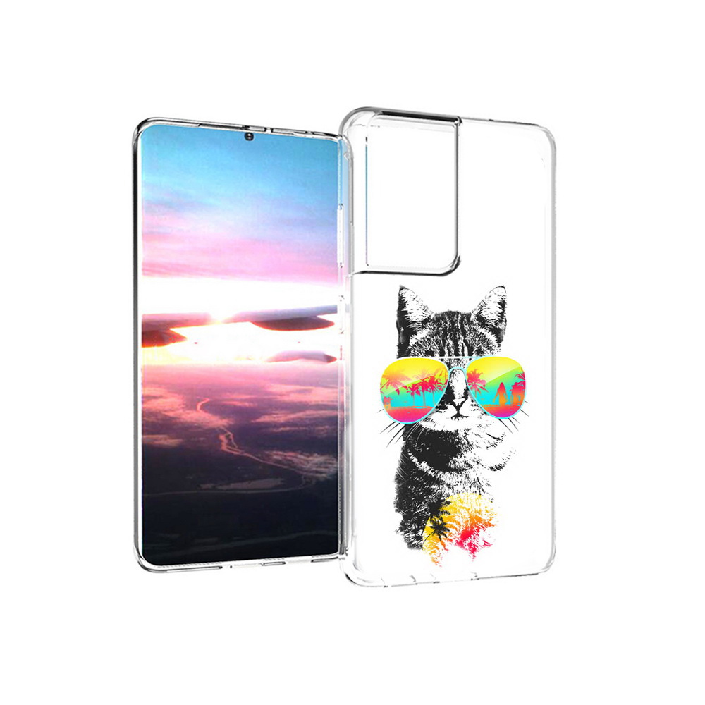 

Чехол MyPads Tocco для Samsung Galaxy S21 Ultra крутой кот (PT157307.497.425), Прозрачный, Tocco