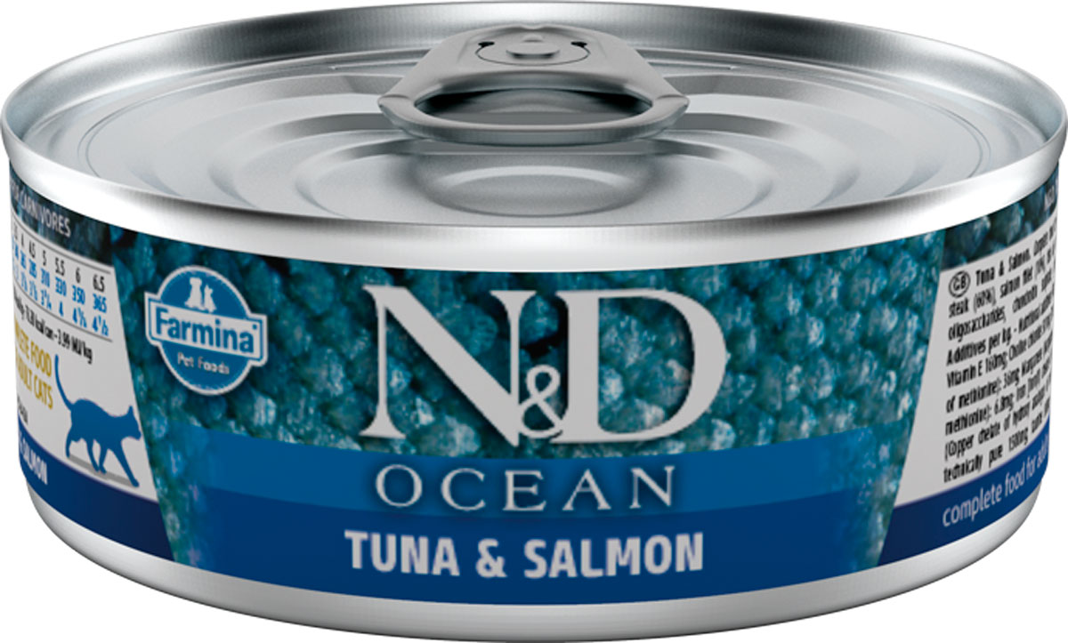 фото Консервы для кошек farmina cat n&d ocean tuna & salmon с тунцом и лососем, 80 гр