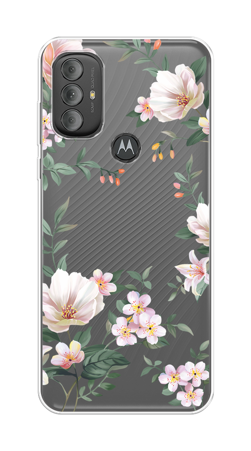 

Чехол на Motorola Moto G Power 2022 "Beautiful white flowers", Бежевый;зеленый, 242850-1