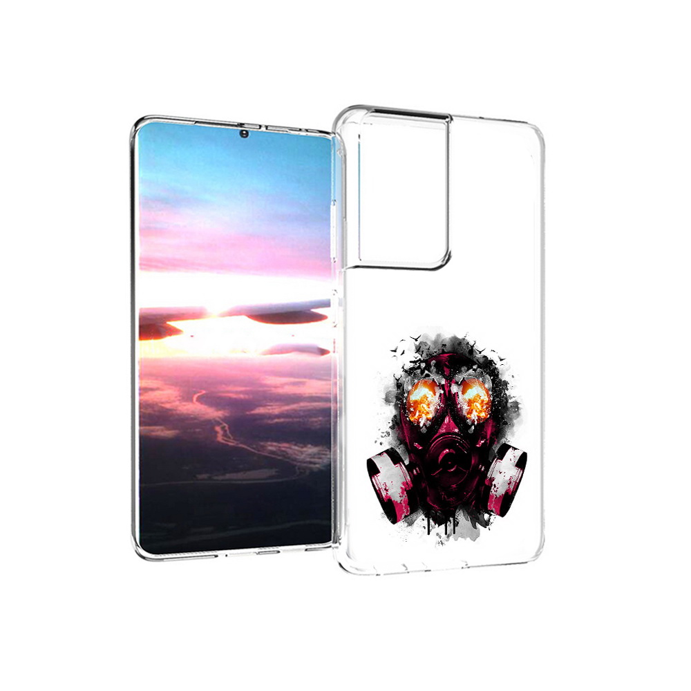 

Чехол MyPads Tocco для Samsung Galaxy S21 Ultra красный противогаз (PT157307.497.412), Прозрачный, Tocco
