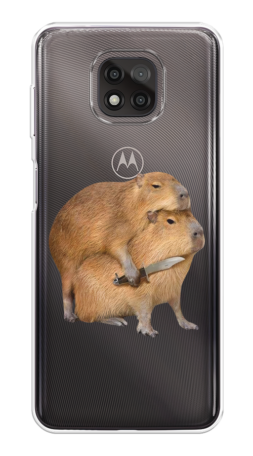 

Чехол на Motorola Moto G Power 2021 "Капибара с ножом", Бежевый, 242750-1