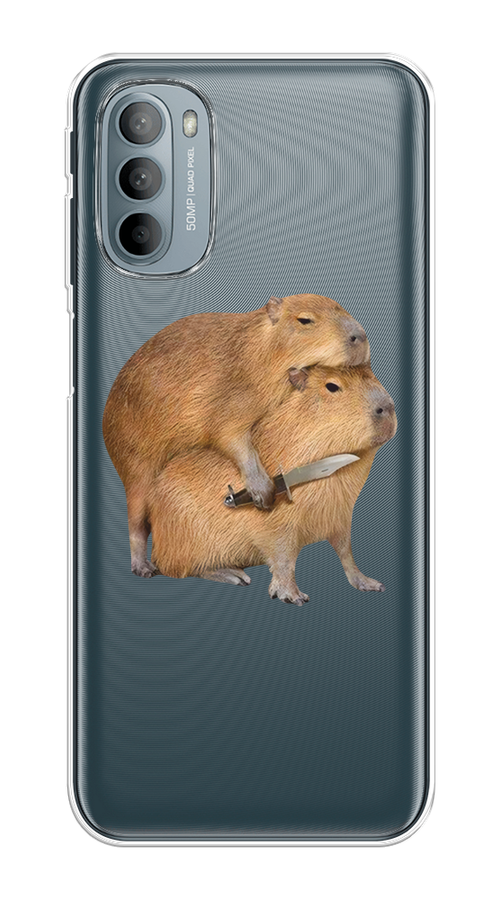 

Чехол на Motorola Moto G31/G41 "Капибара с ножом", Бежевый, 241850-1