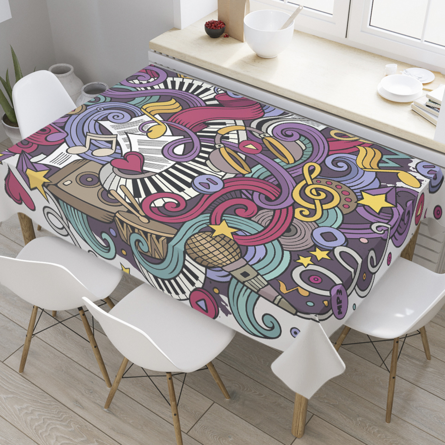 

Скатерть прямоугольная JoyArty "Музыкальный клубок" из оксфорда, 120x145 см, Фиолетовый, Музыкальный клубок