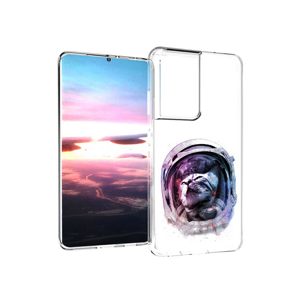 

Чехол MyPads Tocco для Samsung Galaxy S21 Ultra кот в шлеме (PT157307.497.396), Прозрачный, Tocco