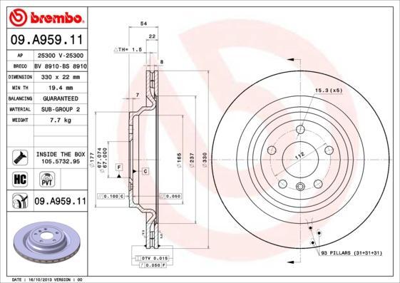 

Тормозной диск brembo 09A95911