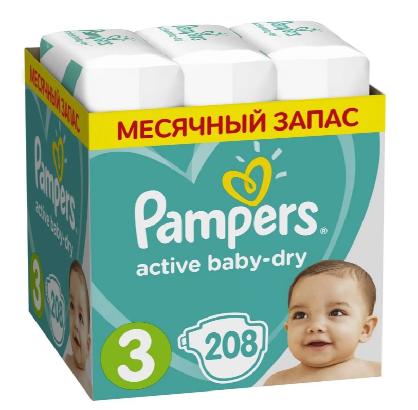 

Подгузники Pampers Active Baby-Dry 3 (6-10 кг) 208 шт