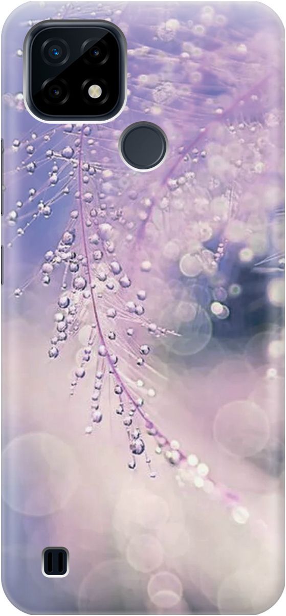 

Силиконовый чехол на realme C21 "Ветка в капельках", Белый;синий, 2282