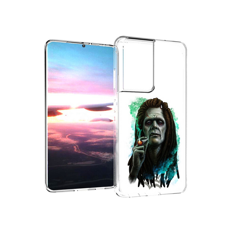 

Чехол MyPads Tocco для Samsung Galaxy S21 Ultra зеленый мужчина с сигаретой, Прозрачный, Tocco