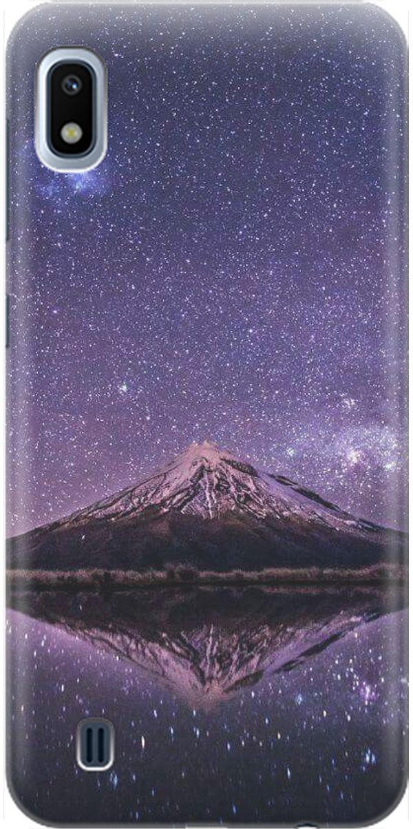

Силиконовый чехол на Samsung Galaxy A10 "Гора и звездное небо", Синий;фиолетовый, 1528