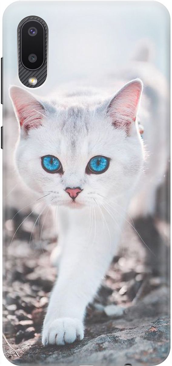 

Силиконовый чехол на Samsung Galaxy A02 "Голубоглазый кот", Белый;серый, 1526