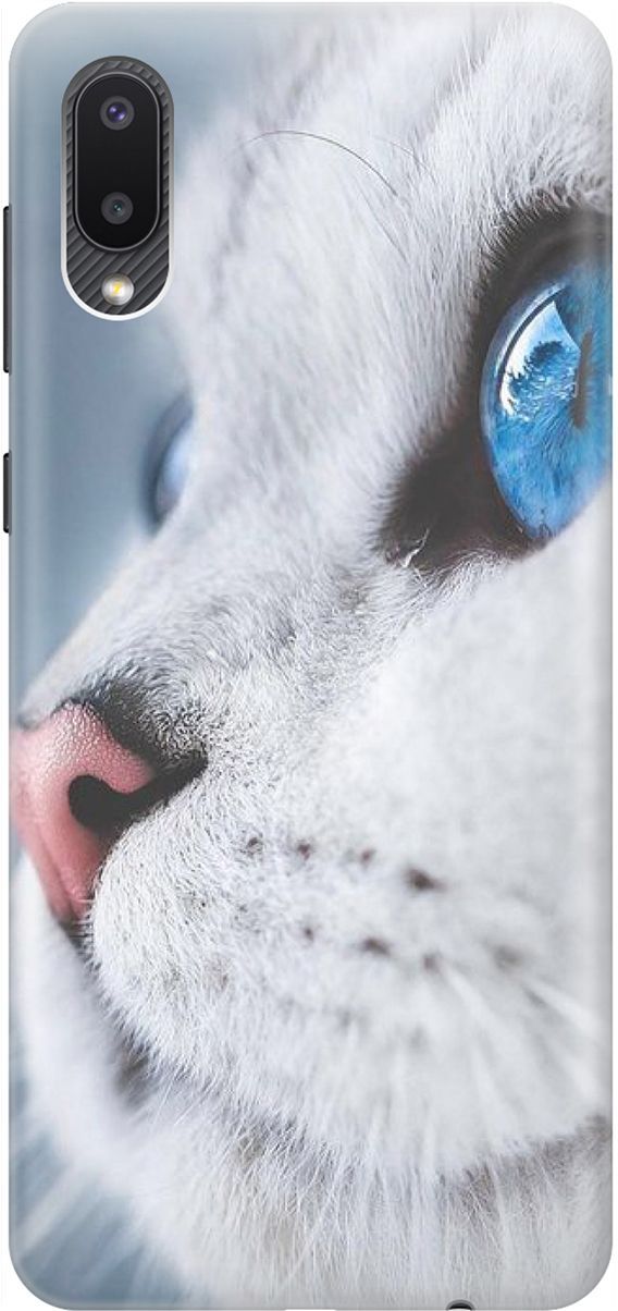 

Силиконовый чехол на Samsung Galaxy A02 "Кошачий взгляд", Белый;голубой, 1526