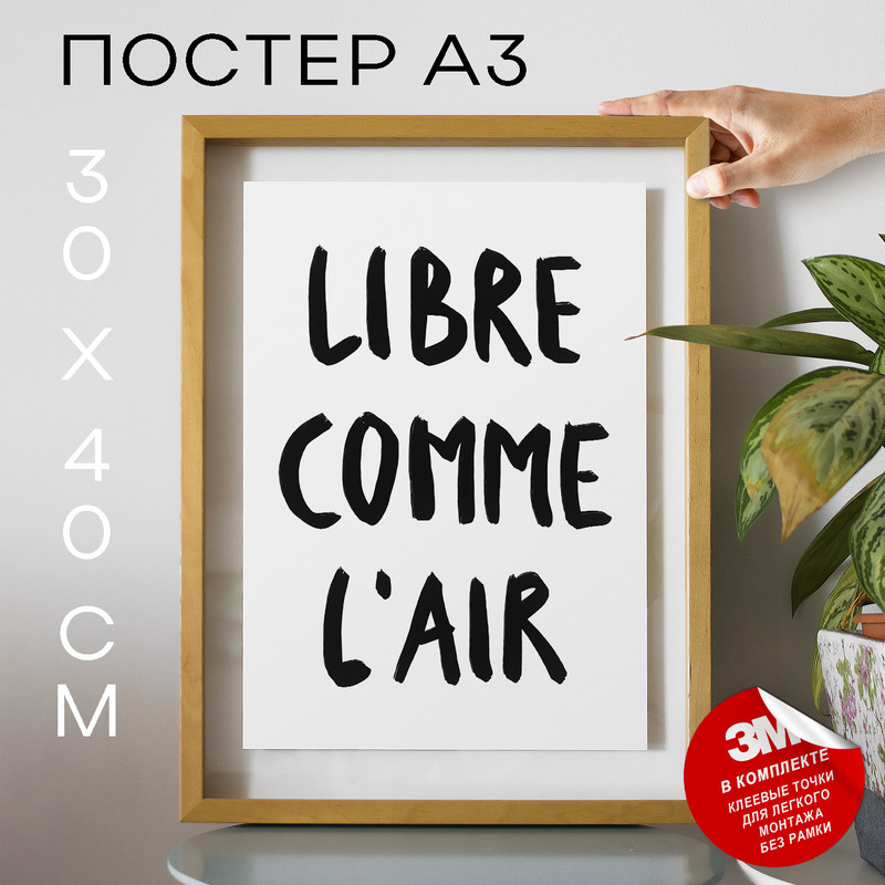 

Постер с надписью Libre Comme lAir А3 DSP169714 30х40, рамка А3, DSP169714