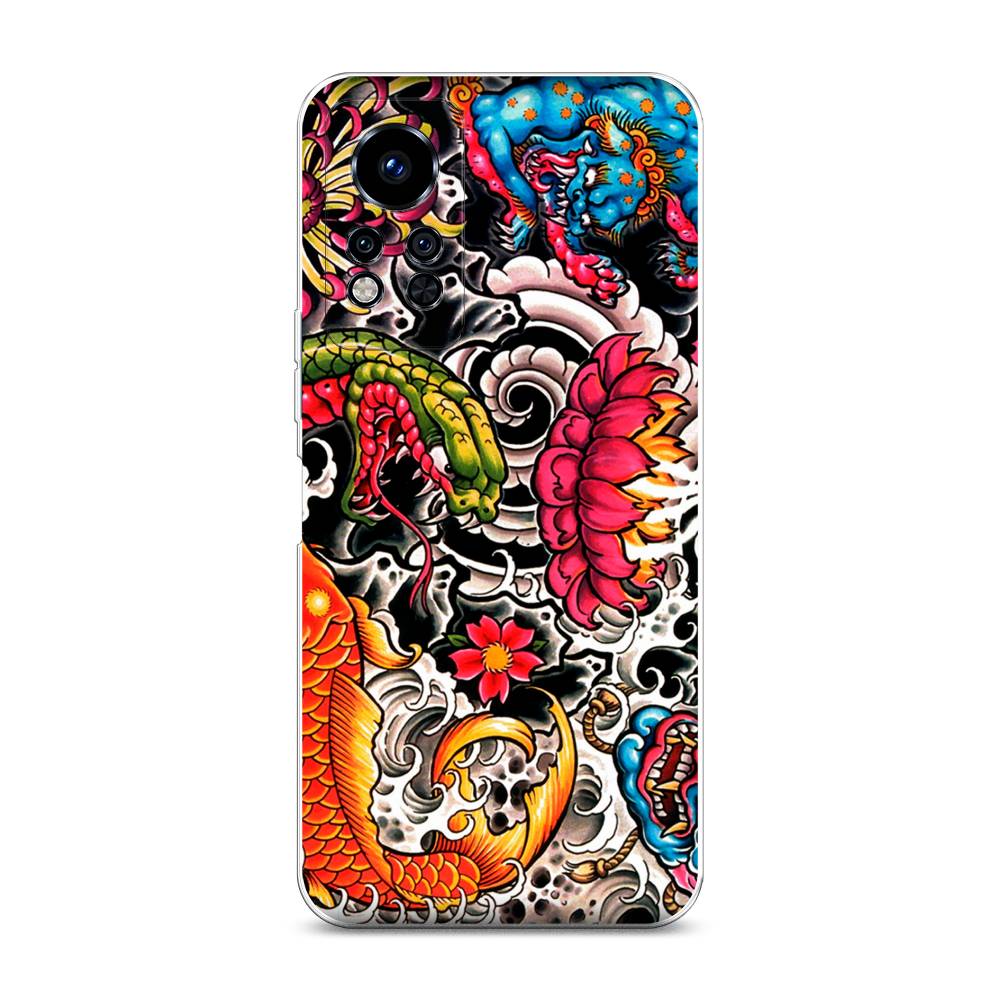 

Чехол на Infinix Note 12i 2022 "Японское искусство", Красный;оранжевый;голубой, 3102750-4