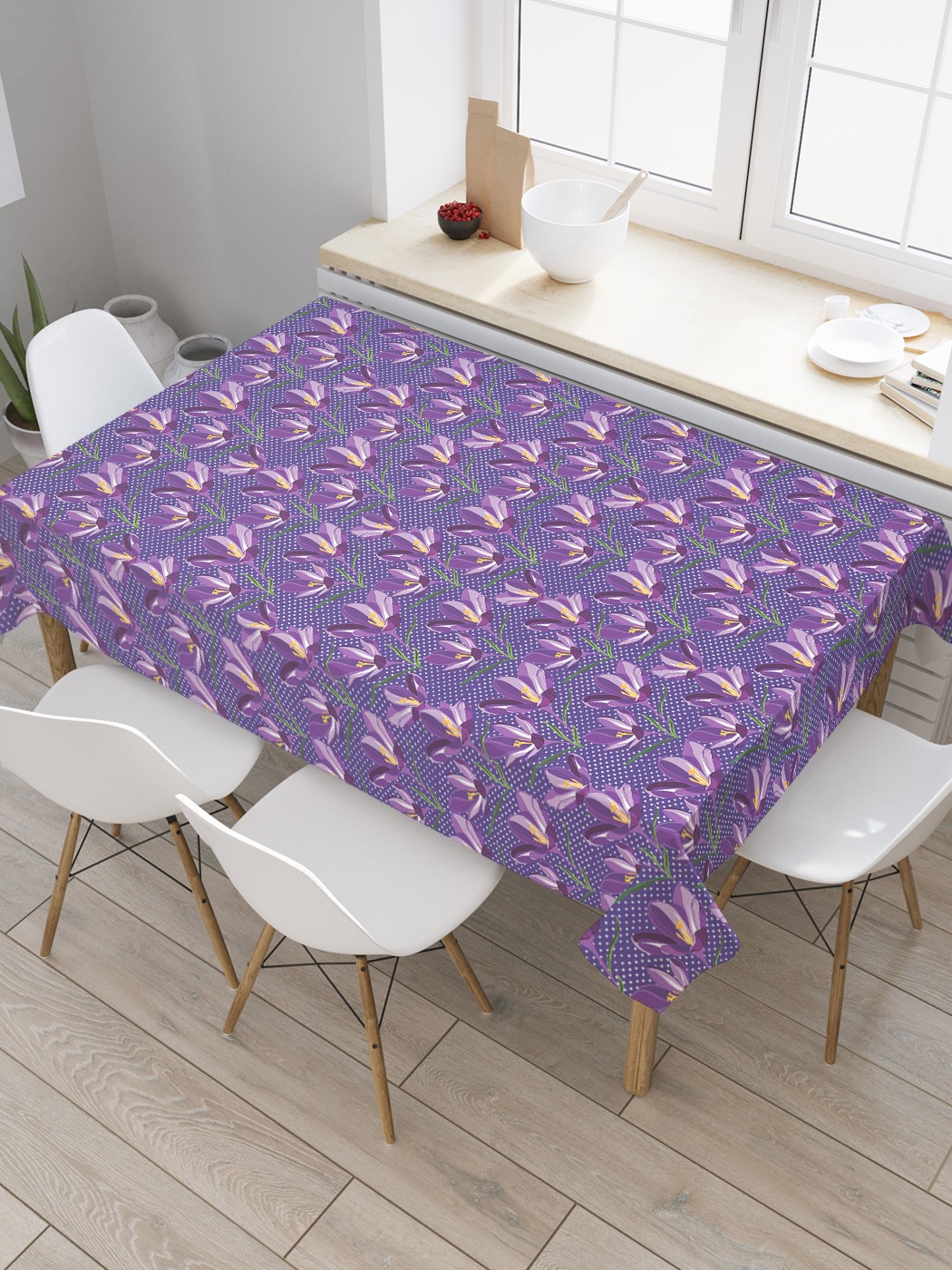 

Скатерть прямоугольная JoyArty "Векторный шафран" из оксфорда, 120x145 см, Фиолетовый, Векторный шафран