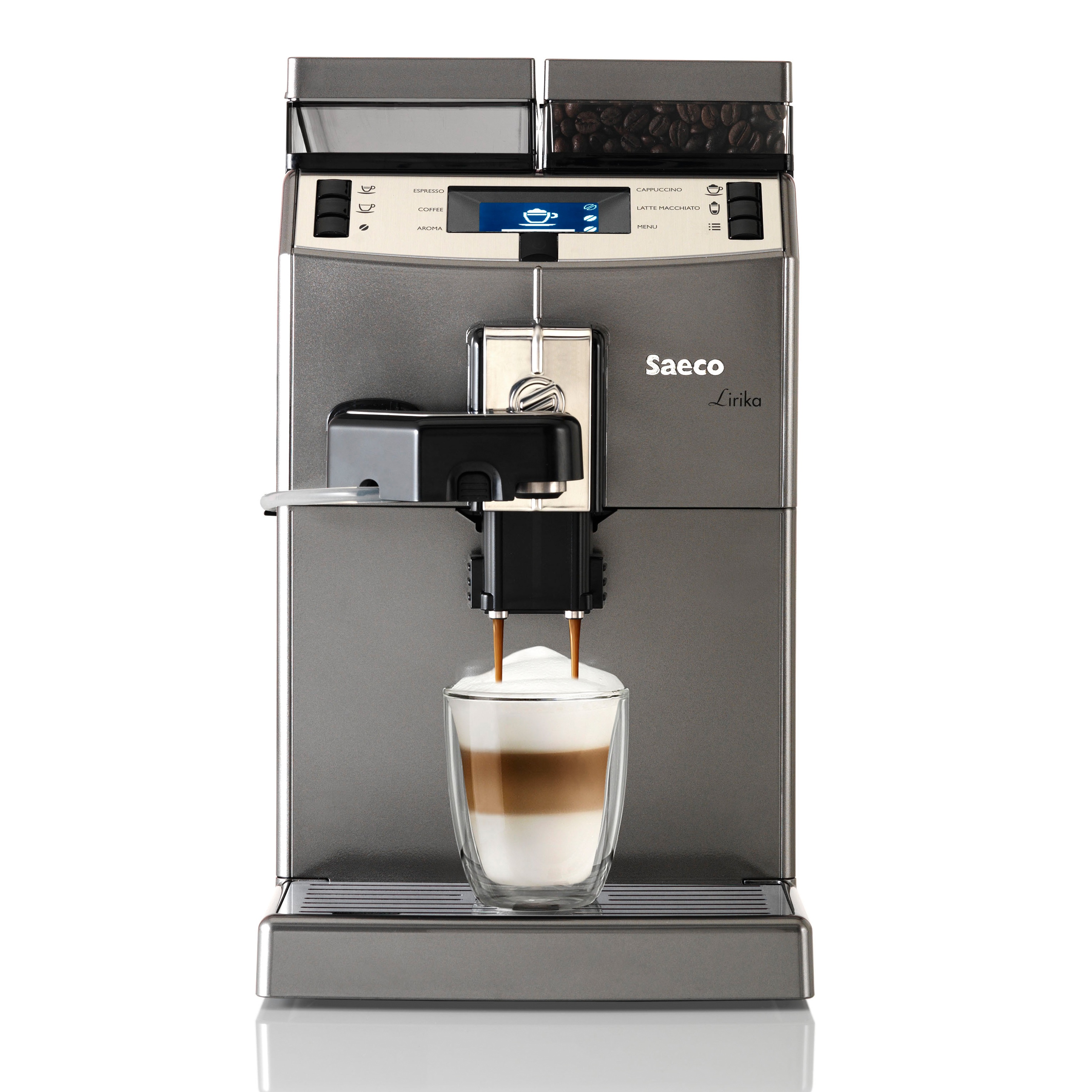 Кофемашина автоматическая Saeco Lirika One Touch Cappuccino серый, черный