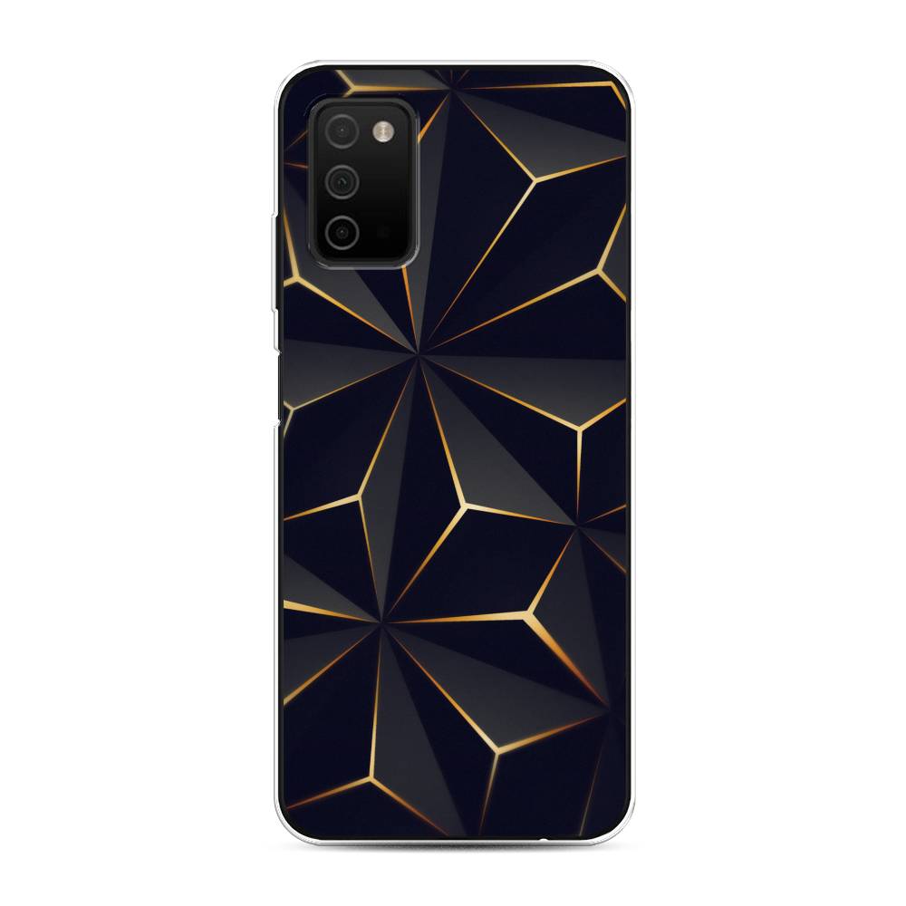 

Чехол на Samsung Galaxy A03s "Черные полигоны", Золотистый;черный, 2103250-3