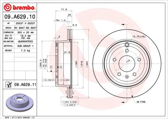 Тормозной диск brembo 09A62910