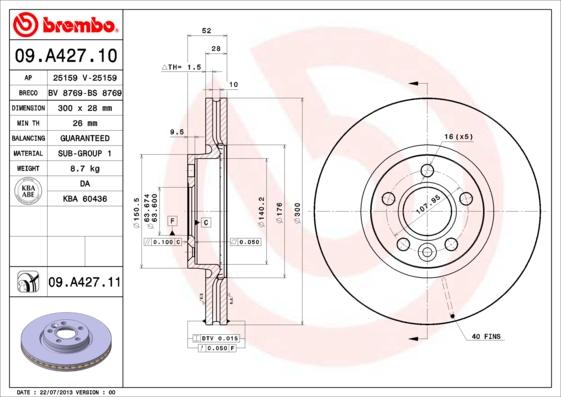 

Тормозной диск brembo 09A42711