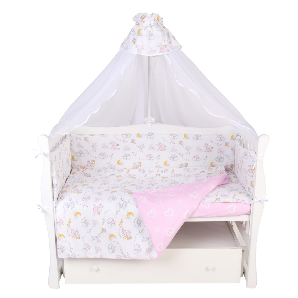 

Комплект в кроватку AmaroBaby 7 пр. Мышата в облаках (поплин), AMARO-3007