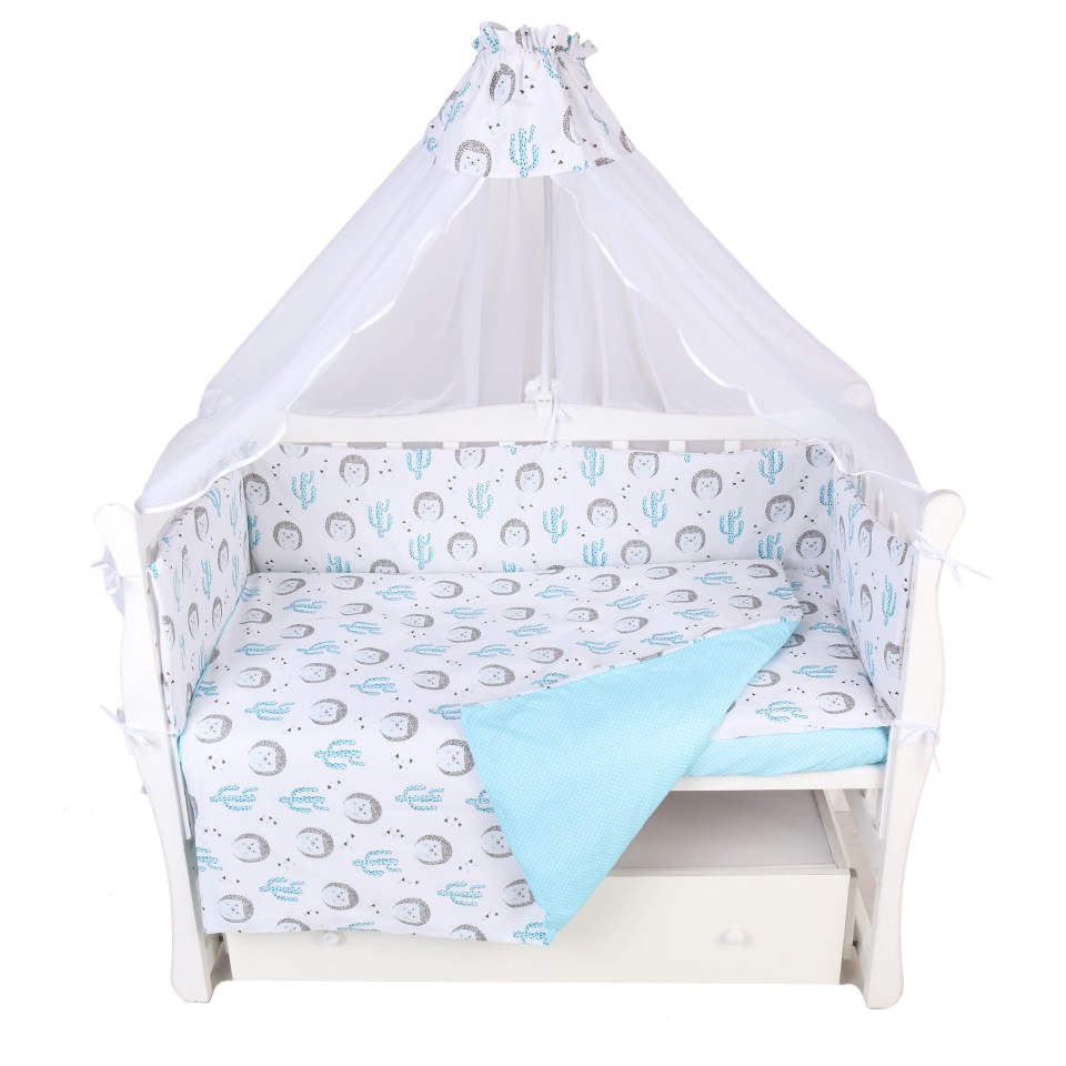 

Комплект в кроватку AmaroBaby 7 пр. Ёжики (бязь), AMARO-3007