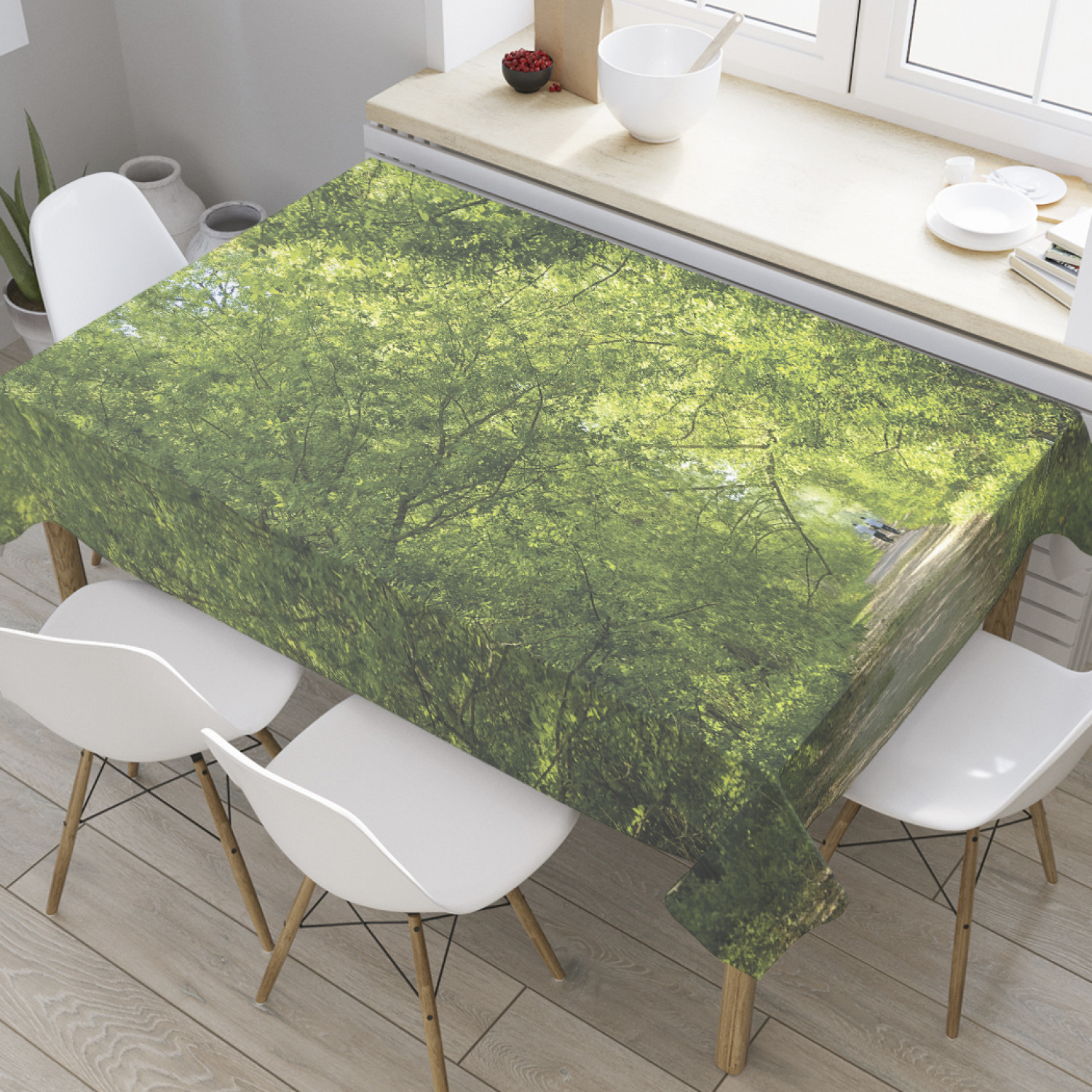 

Скатерть прямоугольная JoyArty "Дорога в лесу" из оксфорда, 120x145 см, Зеленый, Дорога в лесу