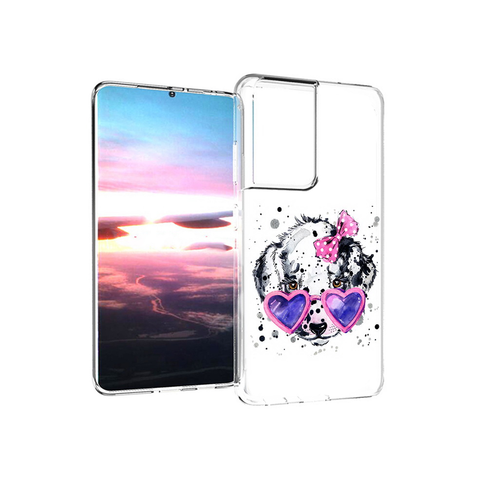 

Чехол MyPads Tocco для Samsung Galaxy S21 Ultra долматинец в очках (PT157307.497.337), Прозрачный, Tocco