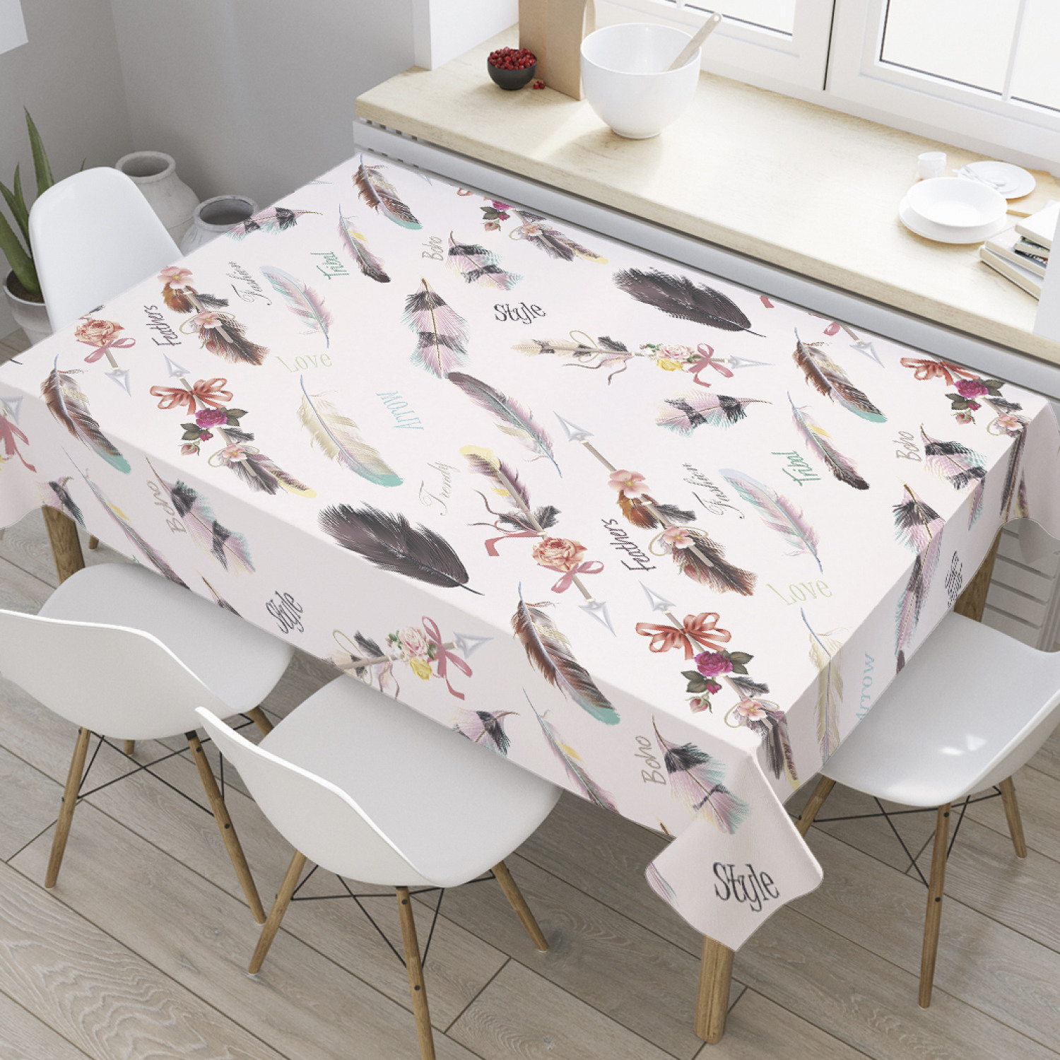 

Скатерть прямоугольная JoyArty "Племенной бохо" из оксфорда, 120x145 см, Белый, Племенной бохо