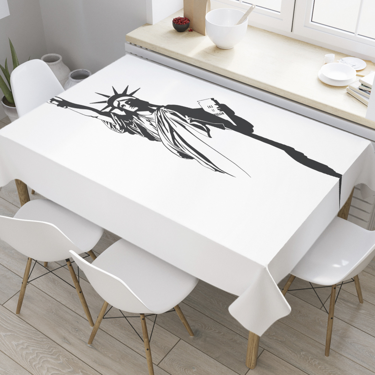 

Скатерть прямоугольная JoyArty "Символ свободы" из оксфорда, 120x145 см, Белый, Символ свободы