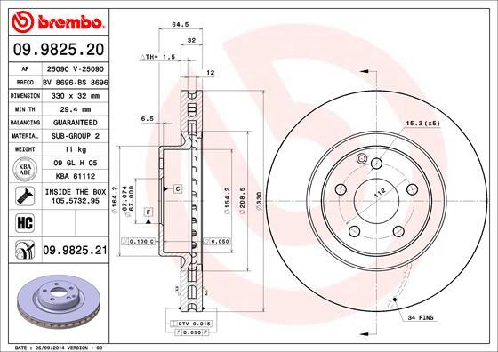 

Тормозной диск brembo 09982521