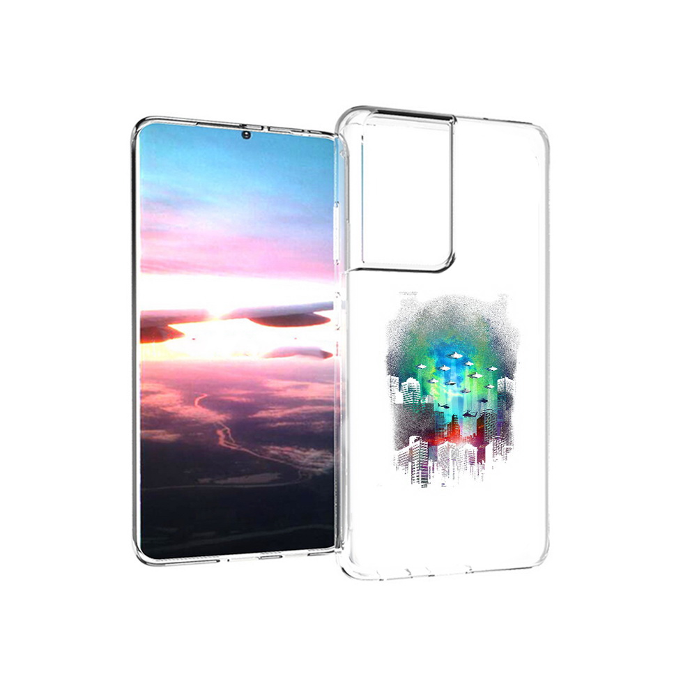 

Чехол MyPads Tocco для Samsung Galaxy S21 Ultra город в свечении (PT157307.497.296), Прозрачный, Tocco