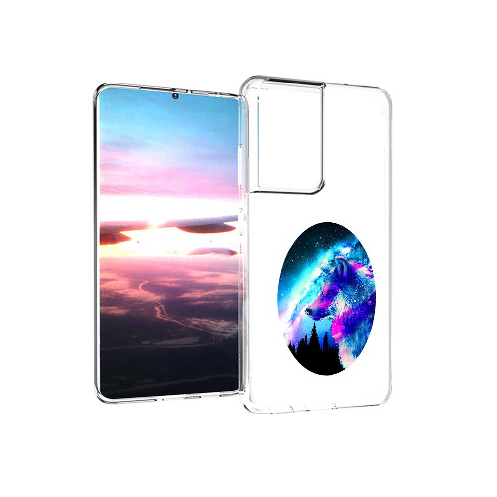 

Чехол MyPads Tocco для Samsung Galaxy S21 Ultra голубой волк (PT157307.497.293), Прозрачный, Tocco