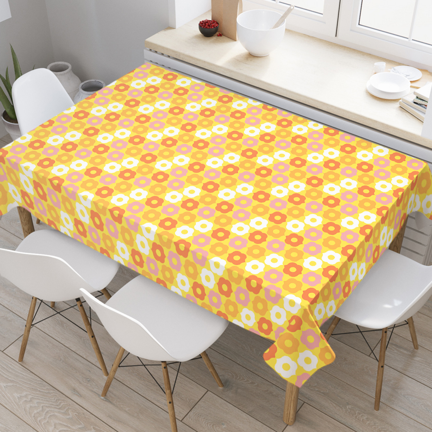 

Скатерть прямоугольная JoyArty "Цветной порядок" из оксфорда, 120x145 см, Желтый, Цветной порядок