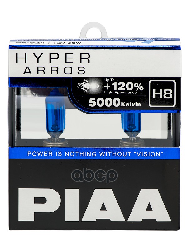 

Лампа галоген.H8 5000K 55W (2 шт) +120% PIAA HYPER ARROS