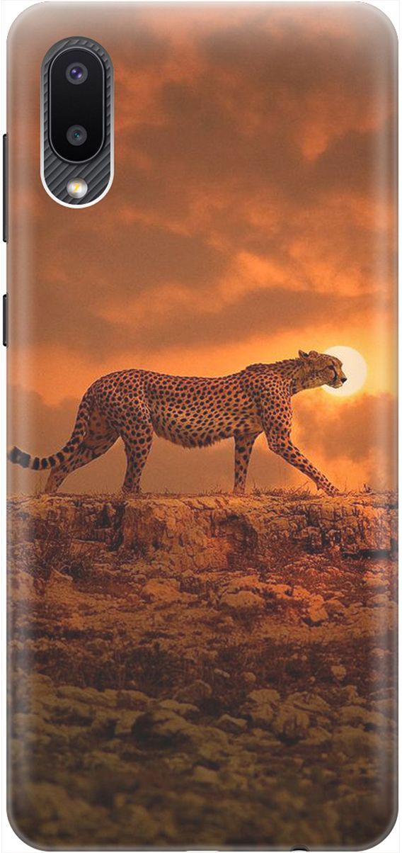 

Силиконовый чехол на Samsung Galaxy A02 "Закатный гепард", Коричневый;оранжевый, 1962