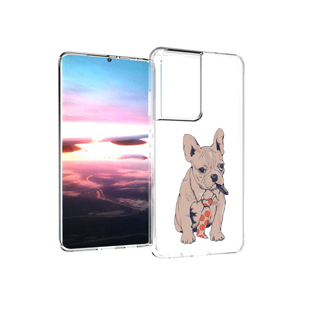 

Чехол MyPads Tocco для Samsung Galaxy S21 Ultra бульдог с сигарой (PT157307.497.250), Прозрачный, Tocco