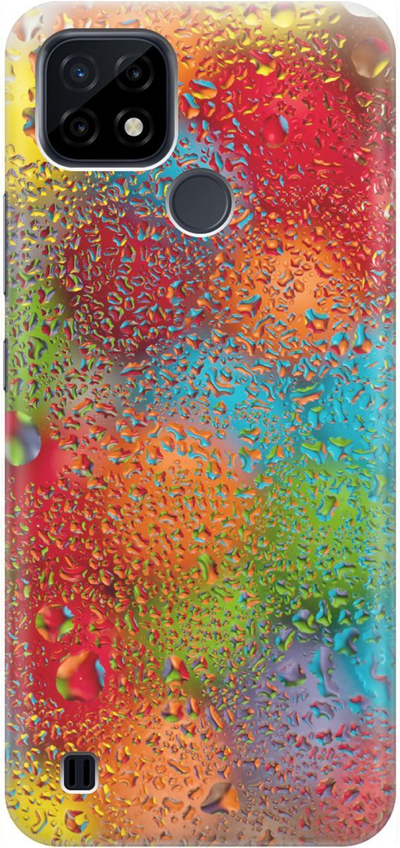 

Силиконовый чехол на realme C21 "Капли и разноцветные шары", Голубой;зеленый, 1523