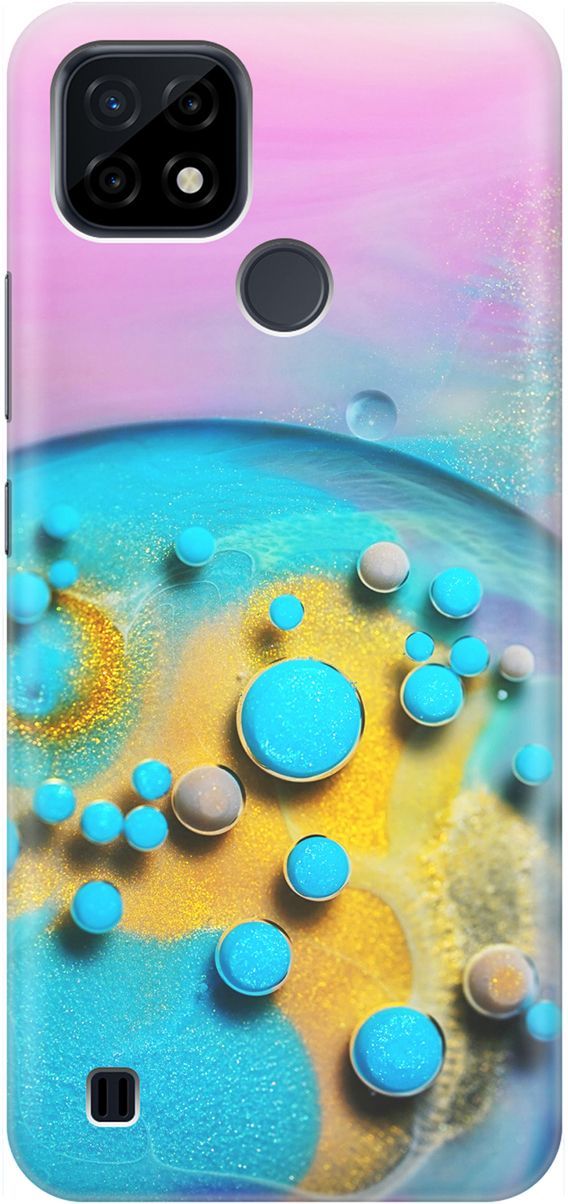 

Силиконовый чехол на realme C21 "Цветные капли", Голубой;оранжевый, 1523