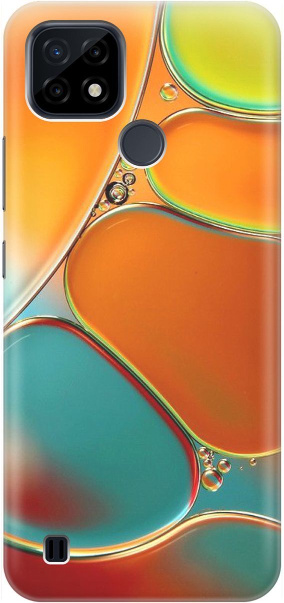 

Силиконовый чехол на realme C21 "Разноцветные пузырьки", Голубой;оранжевый, 1523
