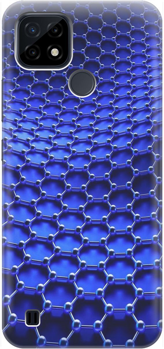 

Силиконовый чехол на realme C21 "Молекулярная цепь", Синий;черный, 1523