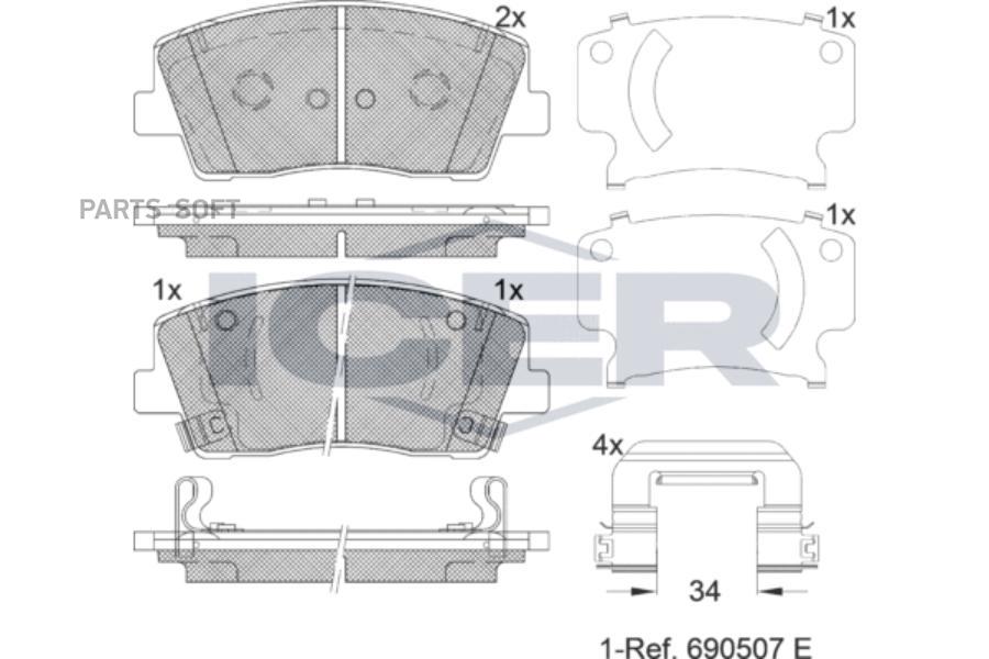 

ICER 182316 182316 колодки дисковые передние \ Kia Stinger () 1шт